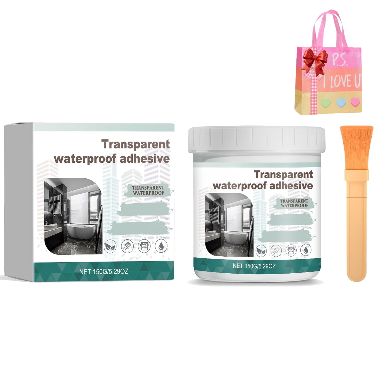 150g Quick-Drying Tile Repair Glue, Transparent Waterproofing Coating for Roofs,Walls,Cracks,Concrete,Wood (1/2/3pcs)