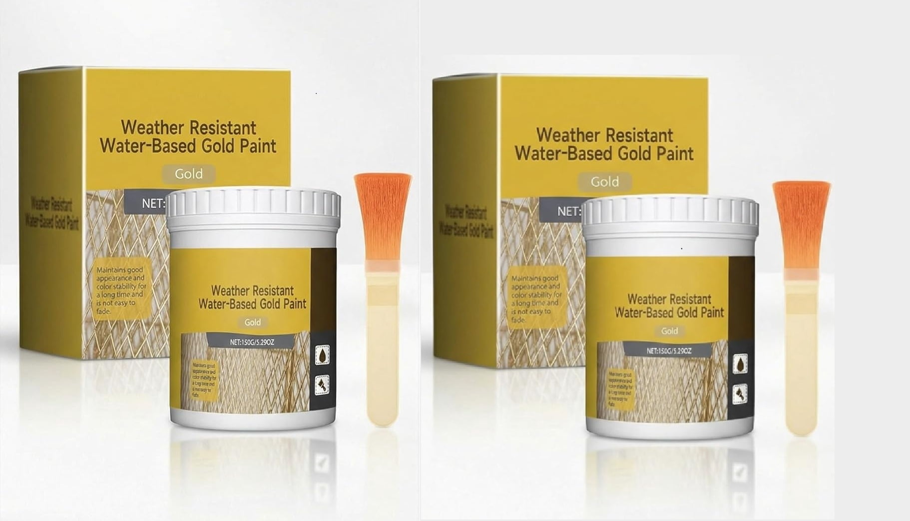 150g Weatherproof Water-based Gold Paint – Perfect for Home Decoration, Plaster & Handicraft Making(LR Gold 2 PCS)