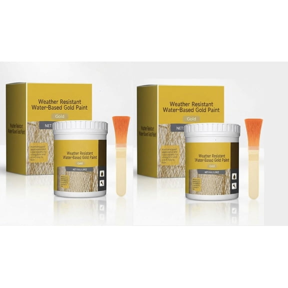 150g Weatherproof Water-based Gold Paint – Perfect for Home Decoration, Plaster & Handicraft Making(LR Gold 2 PCS)