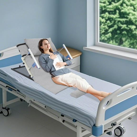 150kg Heavy-Duty Electric Bed Backrest 2-70 Adjustable Lifting Angle, Foldable Handles Grey for Home & Nursing Homes