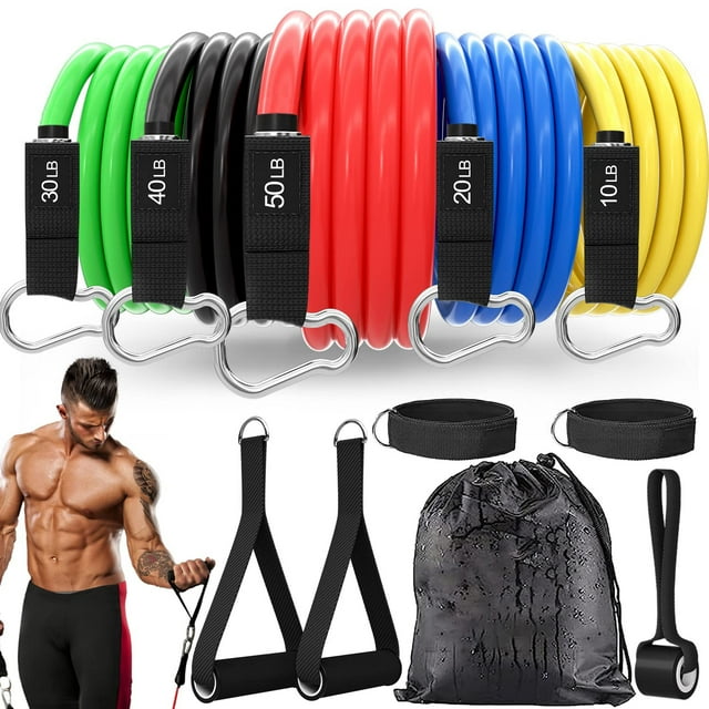 Upgraded 150lbs Resistance Bands Set 11pcs, Stretchy Workout Equipment