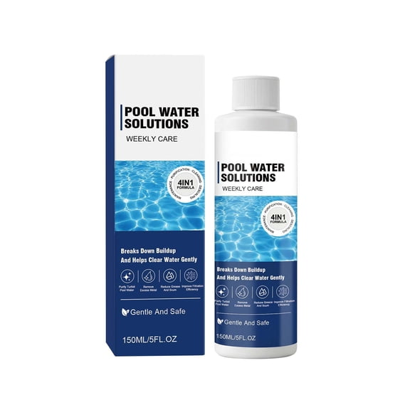 150ml 4-In-1 Pool Water Clarifier, Weekly Pool Maintenance Liquid, Cloudy Water Cleanser, Grease Scum Reducer For Swimming Pool Spa