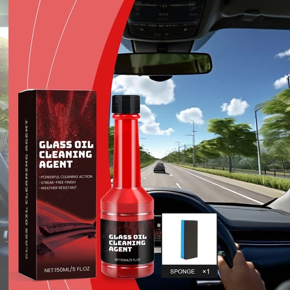 150ml Car Front Windshield Oil Film Cleaner, Powerful Stubborn Stain Remover Glass Cleaner, Safe Long Lasting Clear Vision Restoration for All Vehicle Windshield Glass Care