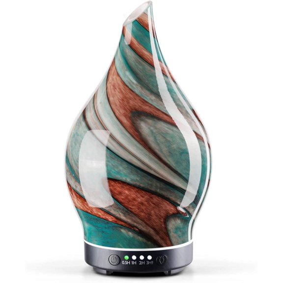 150ml Essential Oil Diffuser Glass Color Changing Aroma Air Diffusers Aromatherapy Ultrasonic Cool Mist Humidifier 6 Running Hours Waterless Auto-Off for Sleeping Yoga Office Spa (Teal Green)