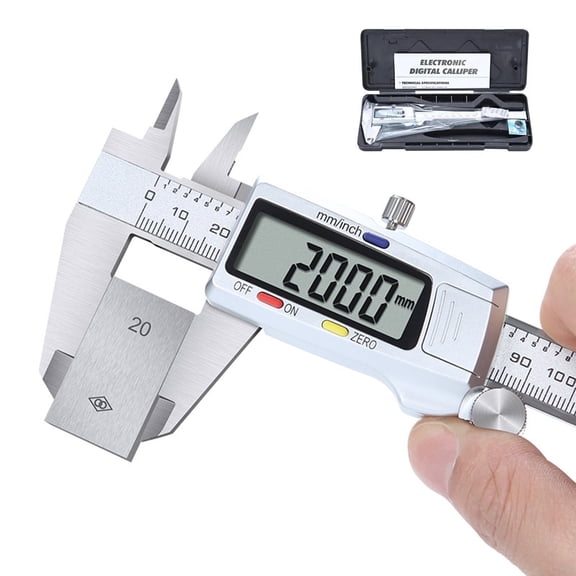 150mm/6" LCD Electronic Vernier Caliper - Stainless Steel with 2 Li-ion Batteries, Inch/Metric Conversion