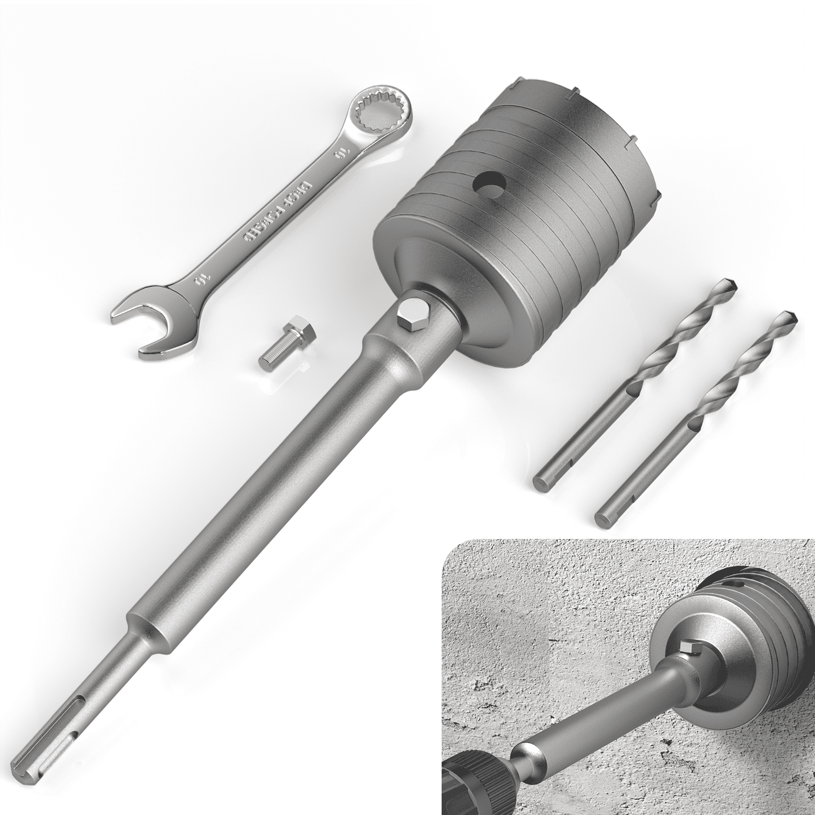 150mm Concrete Hole Saw Kit with 220mm SDS Plus Shank, Concrete Drill Bit Set, Hole Saw Drill Bit for Hammer Drill, Cement Brick Stone Wall Hole Cutter