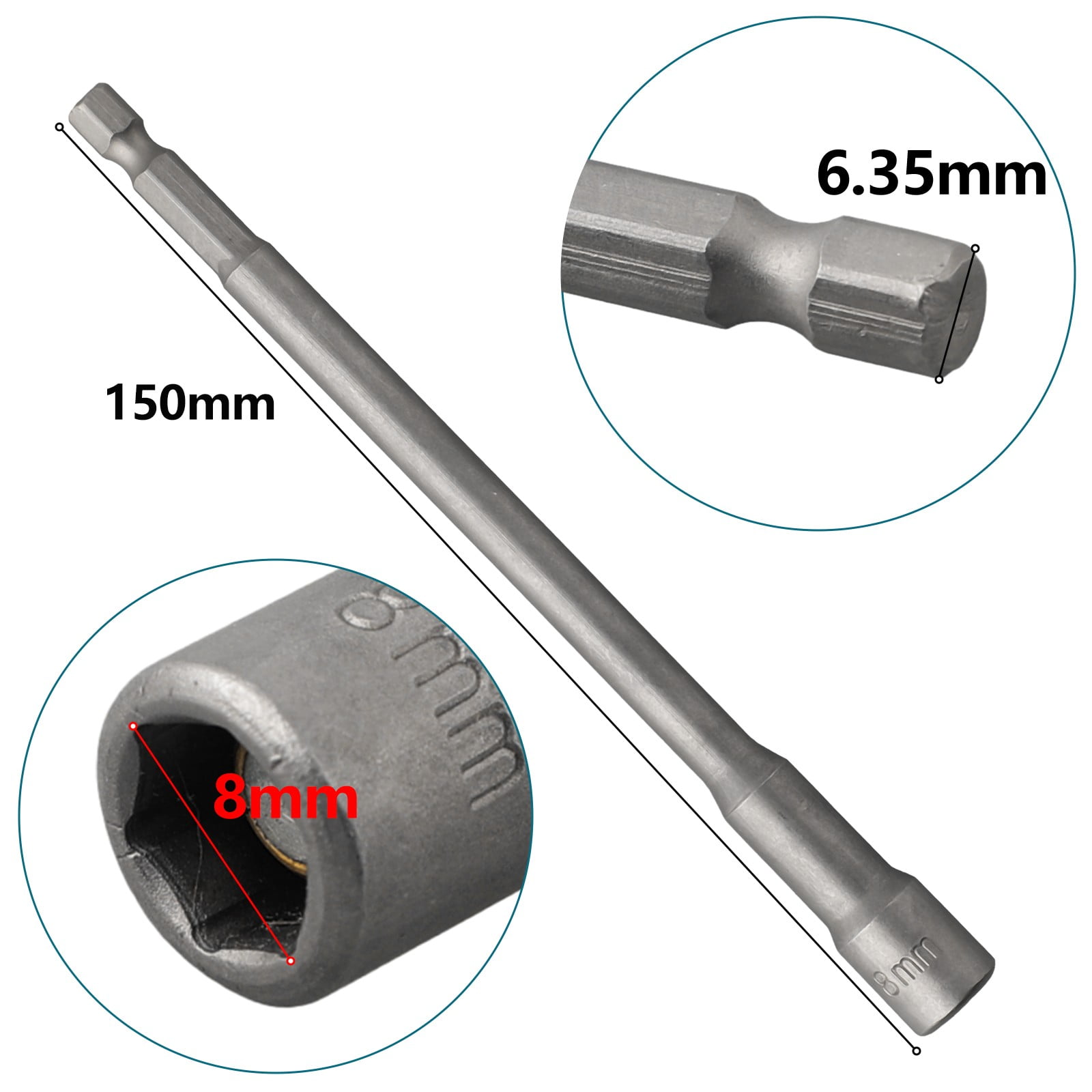 150mm Hexagon Nut Driver Socket Wrench Extension for DIY and Automotive