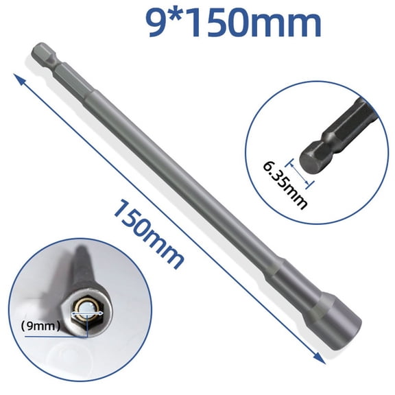 150mm Long 9mm Hexagon Nut Driver Drill Bit Socket Wrench Extension Sleeve