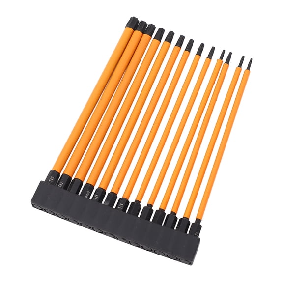 150mm Professional Magnetic Hex Shank Screwdriver Bit Set for Star Torx T5-T40, 1/4 Inches S2 Alloy Steel Heavy Duty Impacts Driver Drill Bits Kits with Storage Rack for Men Gift (14 Pieces)