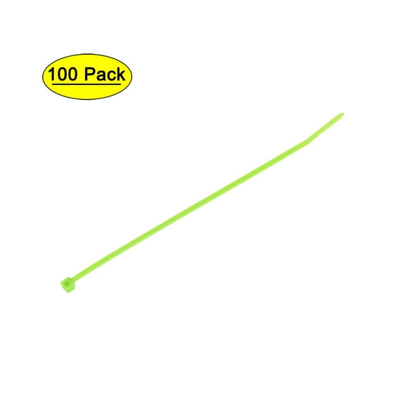 150mm x 2.5mm Fluorescent Green Cable Zip Ties Self-Locking Nylon Tie Wraps 100 Pack