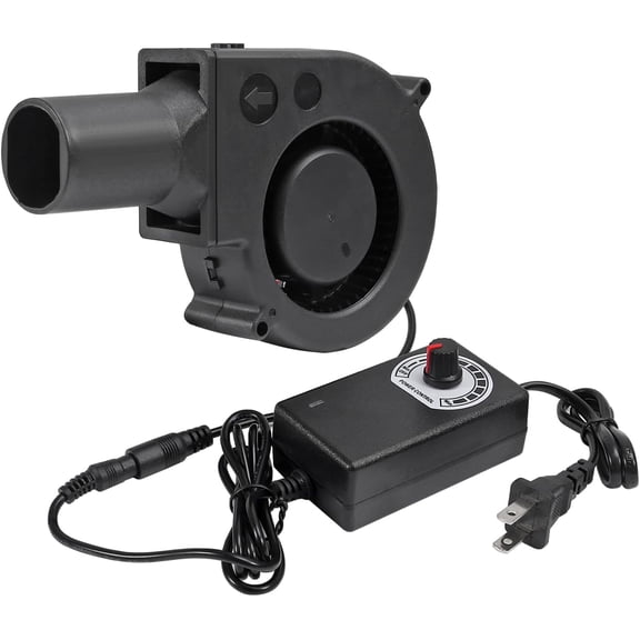 150mm x97mm Dual Ball Blower Fan 12V with 100v - 240v AC Plug Variable Speed Controller for Ventilation,Camping Cooking DIY Cooling ProjectsOutdoor Barbecues Fire Bellow(1set - L)