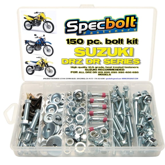 150pc Specbolt Suzuki DRZ DR Four Stroke Bolt Kit for Maintenance & Restoration of DRZ400 Using OEM Spec Fastener DR-Z DR 70 100 110 125 200 250 350 400 650 DRZ SM