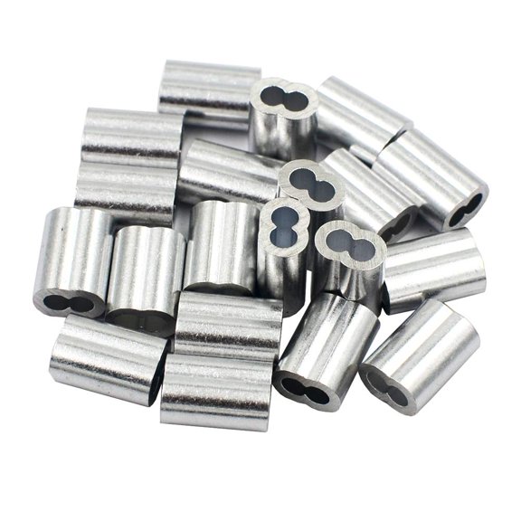 150pcs 1/8 inch Steel Cable Wire Aluminum Clip Crimps Loop Sleeves Rope Cord Stops Clamp