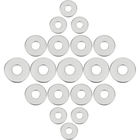 150pcs 3 styles 304 Stainless Steel Shim Flat Round Stainless Steel color 12~17.5x1~1.5mm Hole: 4~6mm 50pcs/style