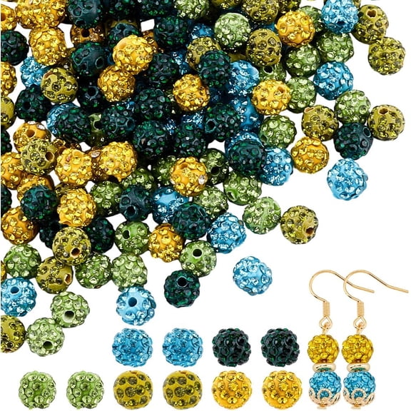 150pcs 5 colors Rhinestone Pave Disco Ball Beads Polymer Clay Rhinestone Beads Round Mixed color 7.5~8mm Hole: 1.8mm 30pcs/color