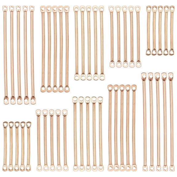 150pcs 5 style Eco-Friendly Brass Bar Links Light golden 30pcs/style