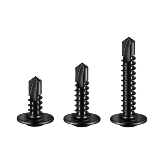 150pcs #8 Wafer Head Self-Tapping Screws Kit 1/2", 3/4", 1" Black SS