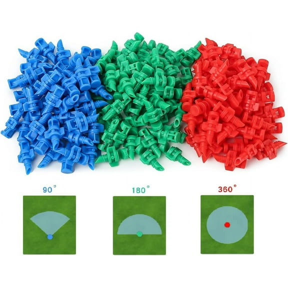 150pcs 90/180/360 Degree Polyethylene (PE) Micro Sprayer Refraction Automizing Sprinkler Nozzle Irrigation System Garden Lawn Plant Irrigation Water Sprinkler