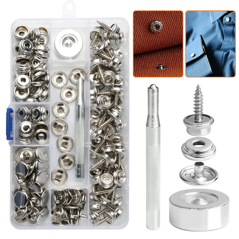 150pcs Canvas Snap Kit Tool, PASEO Stainless Steel Screws Snaps Marine  Grade, Upholstery Boat Cover Snap Button Fastener Kit (50 sets) for  Clothes