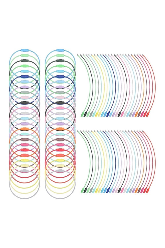 150pcs Colored Wire Keychain Cable,6 Inches Stainless Steel Large Cable Key Ring,1.5mm Coated Keychain Rings