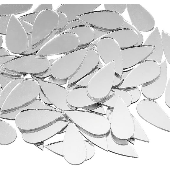 150pcs Drop Shape Mirror Mosaic Tiles Small Tear Drop Mirror Mini Craft Mirror Drop Glass Mirror Tile DIY Mini Size Mirror Teardrop Shaped Craft Mirrors for Art Wall Door Home Decorations