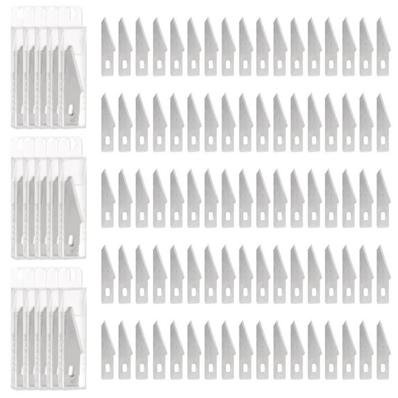 Uxcell Manganese Steel Exacto Knife Blades Silver Hobby Knife Replacement Blades Refills 1.63 inch 150 Pcs
