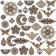 thumbnail image 1 of 150pcs Filigree Pendants 15 Style Tibetan Pendent Metal Connector Teardrop Flower Butterfly Shaped Linking Decoration Pendants DIY, 1 of 6