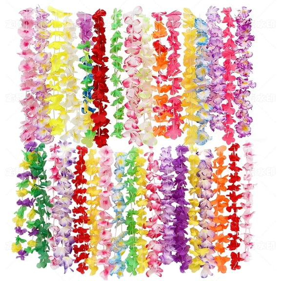 150pcs Hawaiian Leis Bulk, Silk Flower Lei Necklaces for Luau Party, Colorful Tropical Hula Dance Decor, Summer Beach Pool Party Favors Supplies