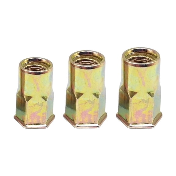 150pcs M4 M5 M6 Half Hex Flat Head Though Hole Rivet Nut Assortment Kit, Zinc-plated Carbon Steel Half Hexagon Thread Insert