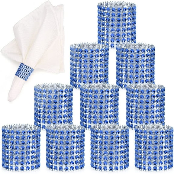 150pcs Napkin Rings, Bling Napkin Rings Buckles for Table Decorations, Dinner, Wedding, Party, DIY Decoration(Blue), skyblue