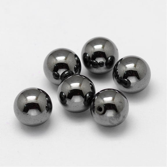 150pcs Non-magnetic Hematite Beads Half Drilled Round 8mm Hole: 1mm