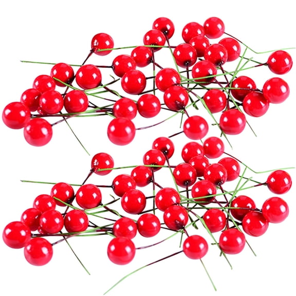 150pcs Red Fruit Berry Holly Artificial Flower Pick Christmas DIY Home Decor