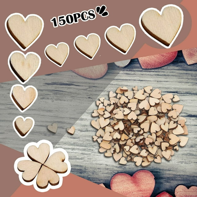 150pcs Rustic Wood Wooden Love Heart Wedding Table Scatter Decoration