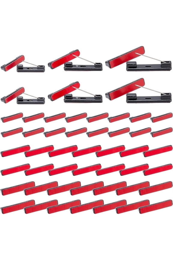 150pcs Self-Adhesive Safety Pin Bars 3 Sizes Badge Pin Backs Black Adhesive Safety Pins Back Brooch Badge Bar Pins Name Tag Pins