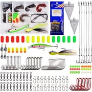 150pcs Surf Fishing Tackle Kit Saltwater Fishing Gear and Equipment Tackle Box with Tackle Included Fishing Bait Rigs, Bass Swimbait Lures, Pyramid Weights, Wire Leaders, Hooks Swivels