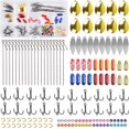 thumbnail image 1 of 150pcs Walleye Spinner Rig Making Kit, Inline Spinner Lure Bodies Assortment with Treble Hooks Wire Shaft Clevis for DIY Fishing Lures, 1 of 6