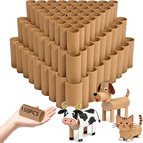 150pcs-cardboard tubes, cardboard tubes for crafts, (4 inches in length) suitable for classroom artwork, children's activities. Thickened design$$Office