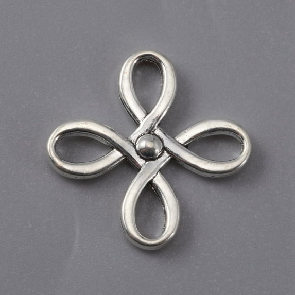 150pcs style Alloy Connector for Jewerly Making Chinese Knot Silver 23x23x2.5mm Hole: 6x3mm