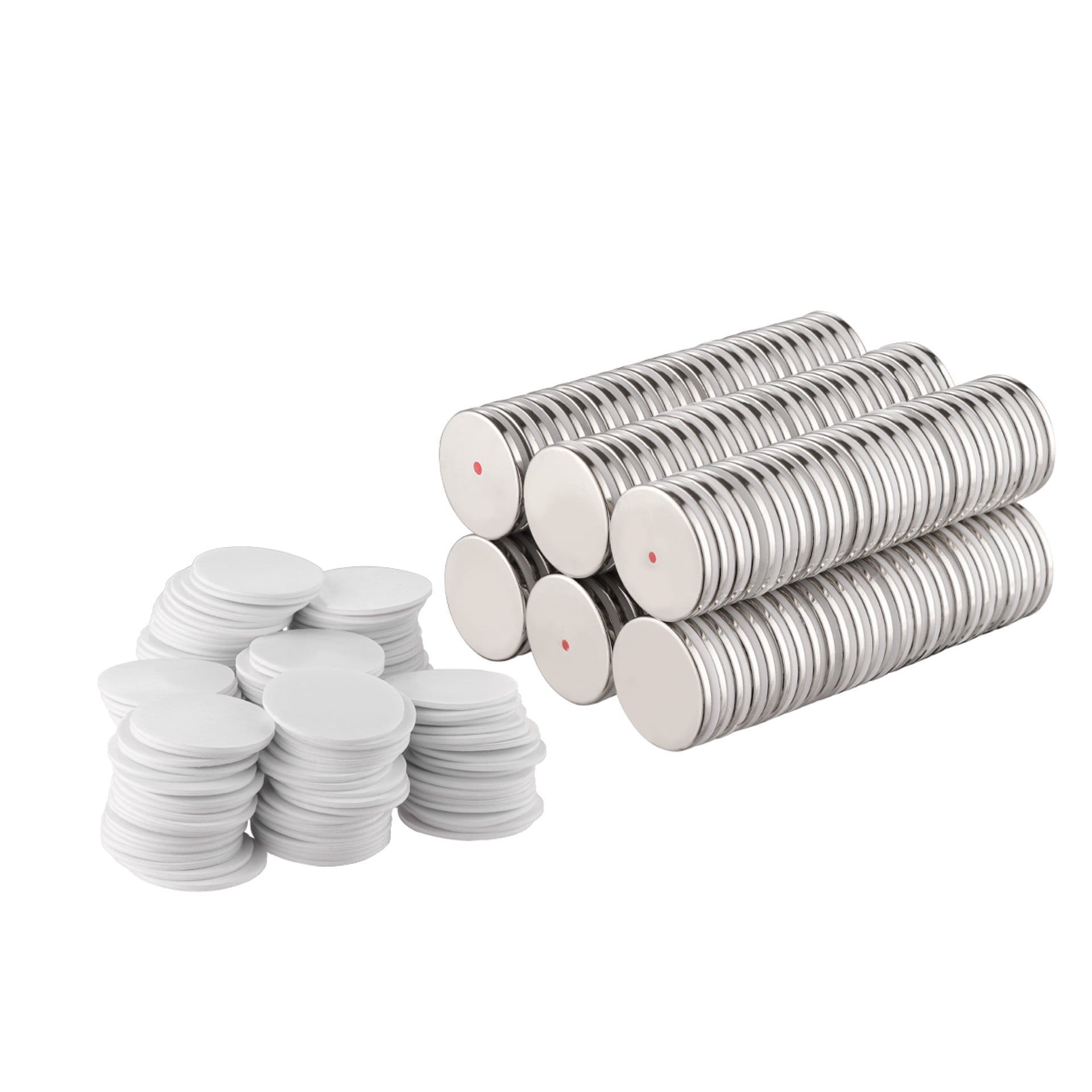 150pk - Neodymium Disc Magnets 1.26" x 1/8" (32mm x 3mm) with Double-Sided Adhesive – Rare Earth Magnets for Crafts, DIY, Science, Office & Hobby