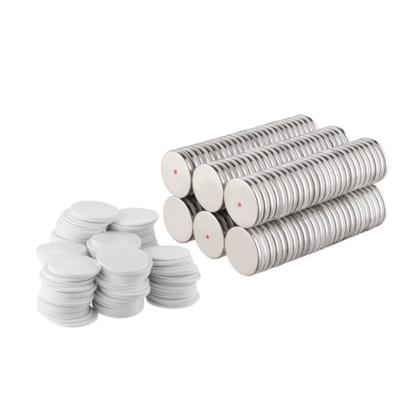 150pk - Neodymium Disc Magnets 1.26" x 1/8" (32mm x 3mm) with Double-Sided Adhesive  Rare Earth Magnets for Crafts, DIY, Science, Office & Hobby