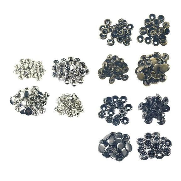 150x Snaps Buttons Rivet, , Snap Fasteners, Press Studs for Sewing, Leather Craft, Belts, Clothes , Black and Brass, 15mm