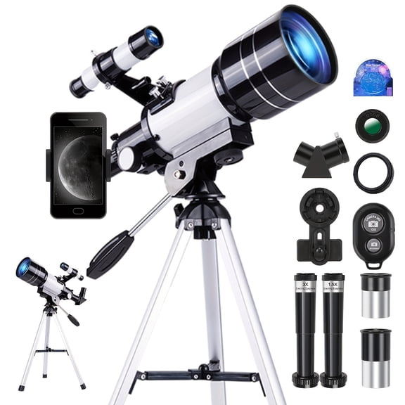 150x Telescope, 70mm Aperture Telescope, High Magnification, Portable Astronomical Telescope, with Tripod Phone Adapter and Wireless Remote CONTROL, Telescope for Phone