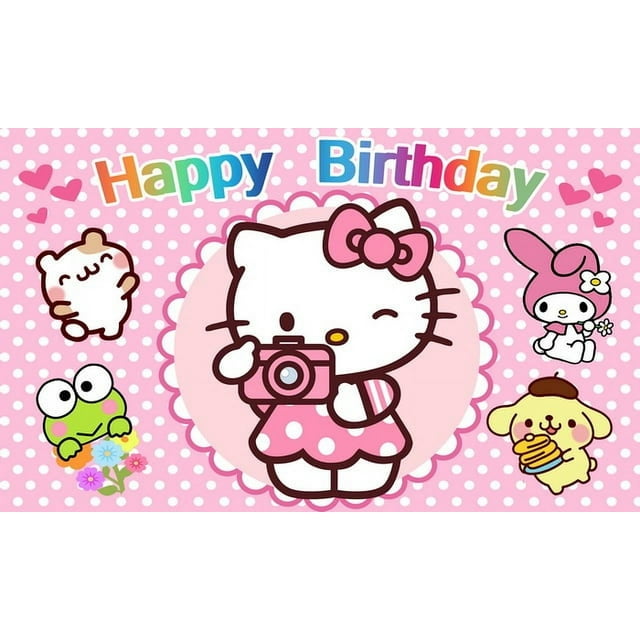 150x90cm Hello Kitty Theme Photography Cartoon Backdrop Birthday Party ...