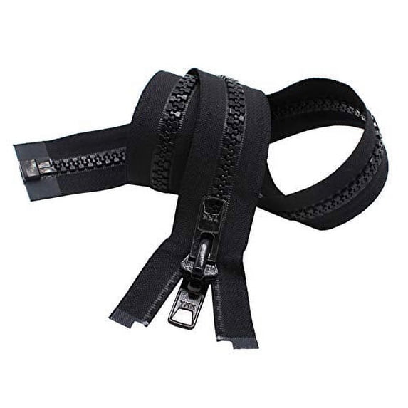 151"–200" Vislon Zipper ~ YKK #10 Reversible Molded with 2 Heads (1 Zipper/Pack) (198, Black)