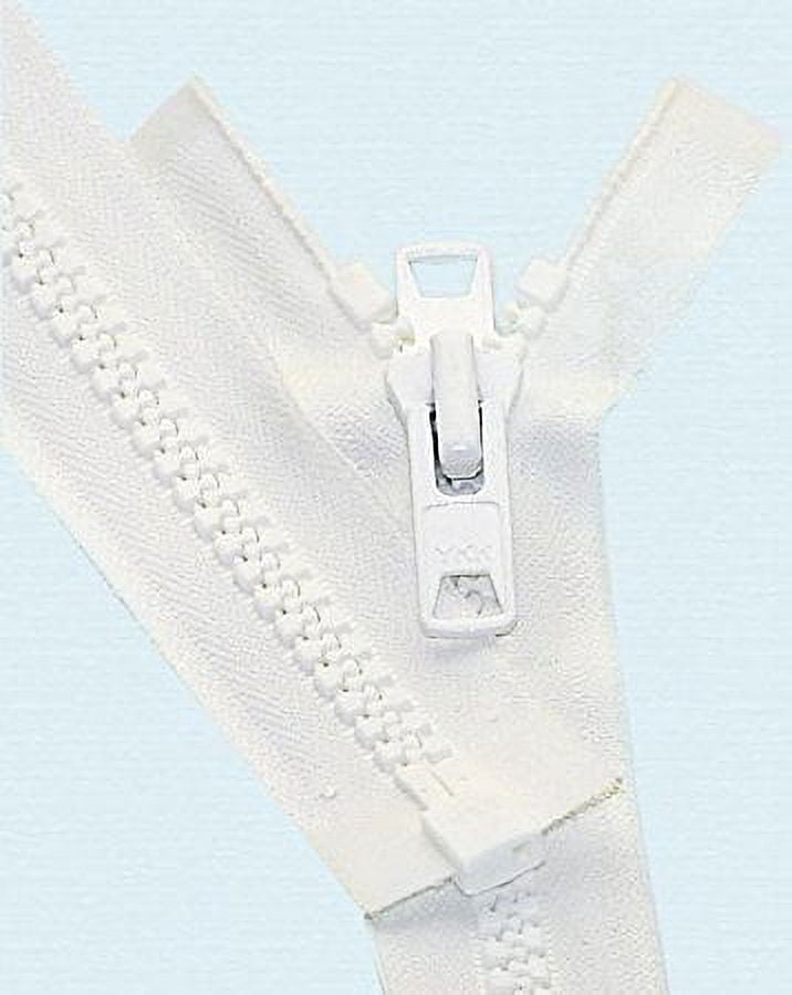 151"–200" Vislon Zipper ~ YKK #10 Reversible Molded with 2 Heads (1 Zipper / Pack) (152, White)