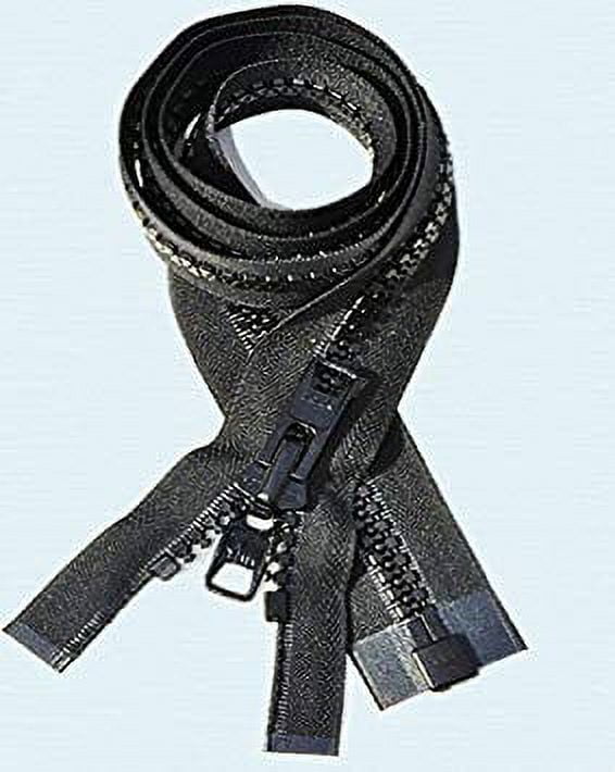 151"–200" Vislon Zipper ~ YKK #10 Reversible Molded with 2 Heads (1 Zipper / Pack) (200, Black)