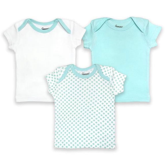 151-3-24-MT 3 Piece White & Mint Lap Shoulder Shirt Set, 24 Months