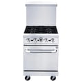 thumbnail image 1 of 151,000 BTU Commercial Range Oven 24" Width, 4 Burners Natural Gas and Propane, NSF/ETL Certified, Thermostat, Stainless Steel Galvanized and Cast iron Grate For Restaurant Heavy Duty, 1 of 16