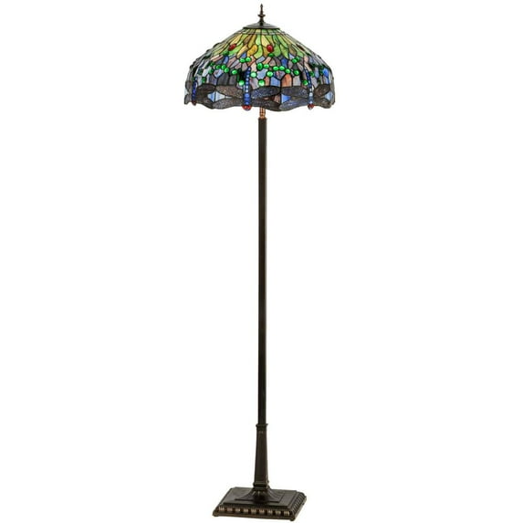 151154 Meyda 67"H Tiffany Hanginghead Dragonfly Floor Lamp
