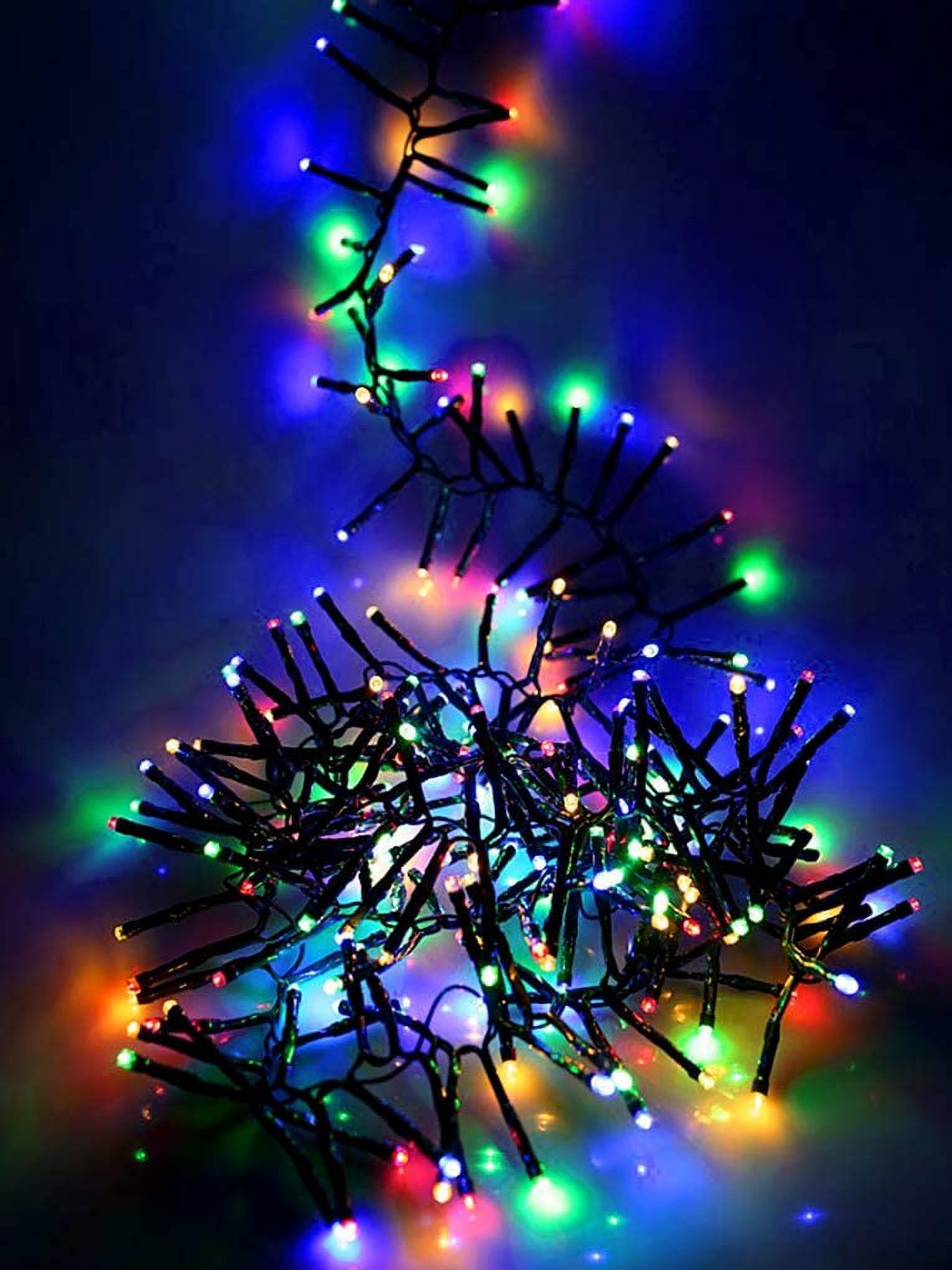 1512 LED MultiColored Christmas Cluster Lights Set, Green Wire 44.5